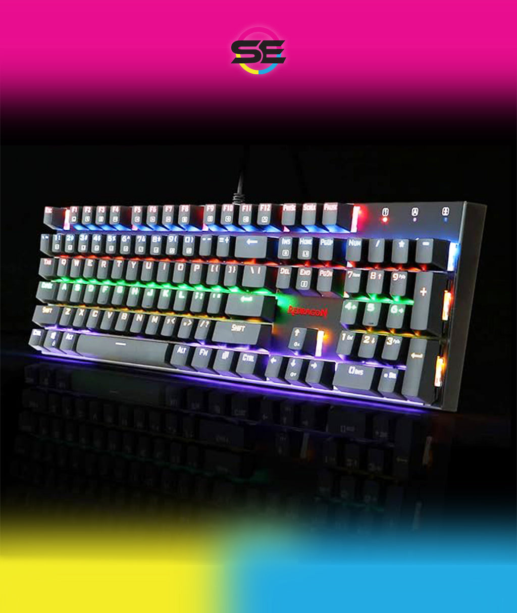 Redragon K565R RUDRA RGB Wired Mechanical Gaming Keyboard – 104 Keys Full Size, Rainbow LED – Black