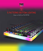 Redragon K577R KALI RGB Wired Mechanical Gaming Keyboard – 104 Keys Full Size, Tactile Red Switch, 19 Backlight Modes, Bottom RGB Lighting – Black