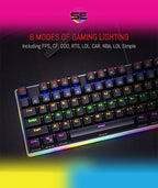 Redragon K577R KALI RGB Wired Mechanical Gaming Keyboard – 104 Keys Full Size, Tactile Red Switch, 19 Backlight Modes, Bottom RGB Lighting – Black