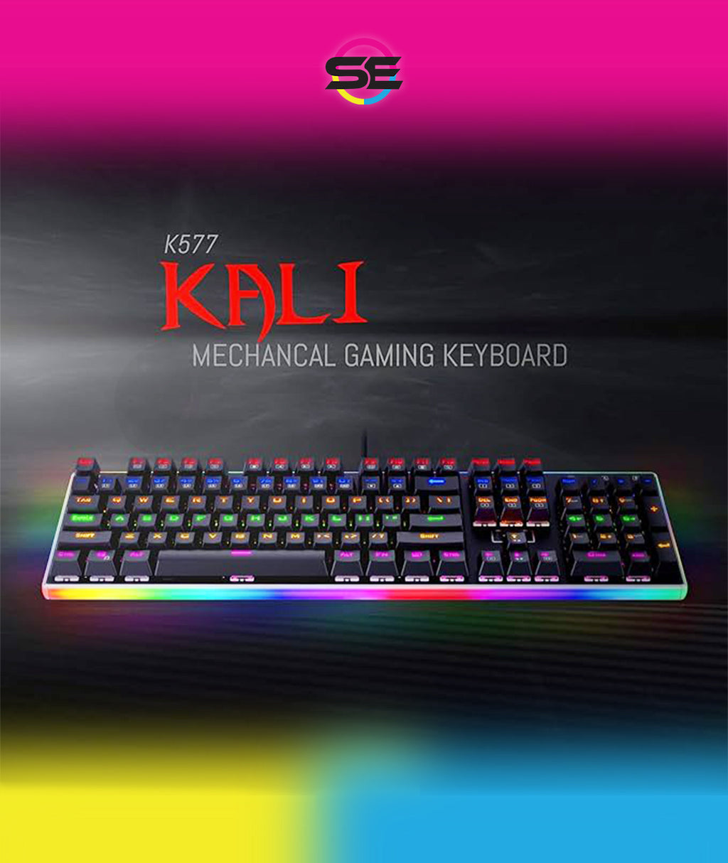 Redragon K577R KALI RGB Wired Mechanical Gaming Keyboard – 104 Keys Full Size, Tactile Red Switch, 19 Backlight Modes, Bottom RGB Lighting – Black