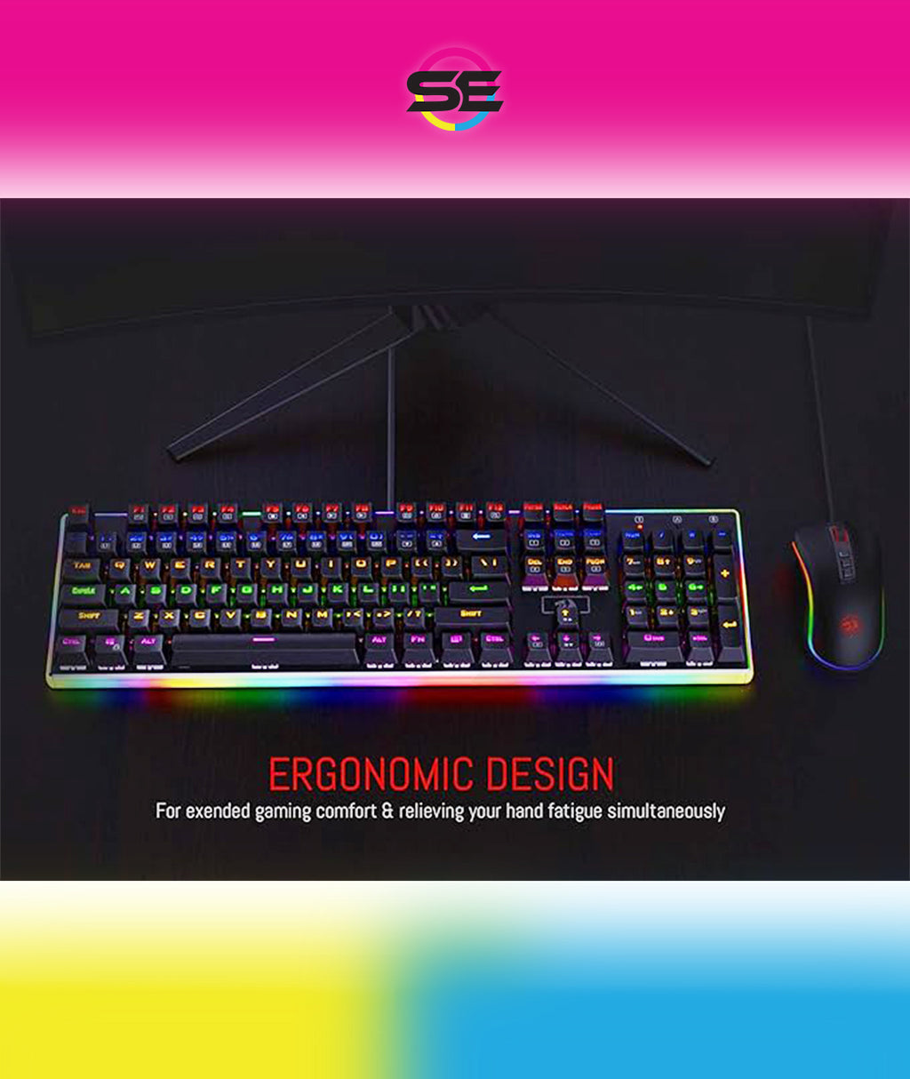 Redragon K577R KALI RGB Wired Mechanical Gaming Keyboard – 104 Keys Full Size, Tactile Red Switch, 19 Backlight Modes, Bottom RGB Lighting – Black