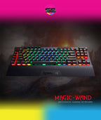 Redragon K587 MAGIC-WAND RGB TKL Wired Gaming Keyboard – 87 Keys, Optical Blue Switch, 9 Macro Keys, Type-C, Detachable Wrist Rest – Black
