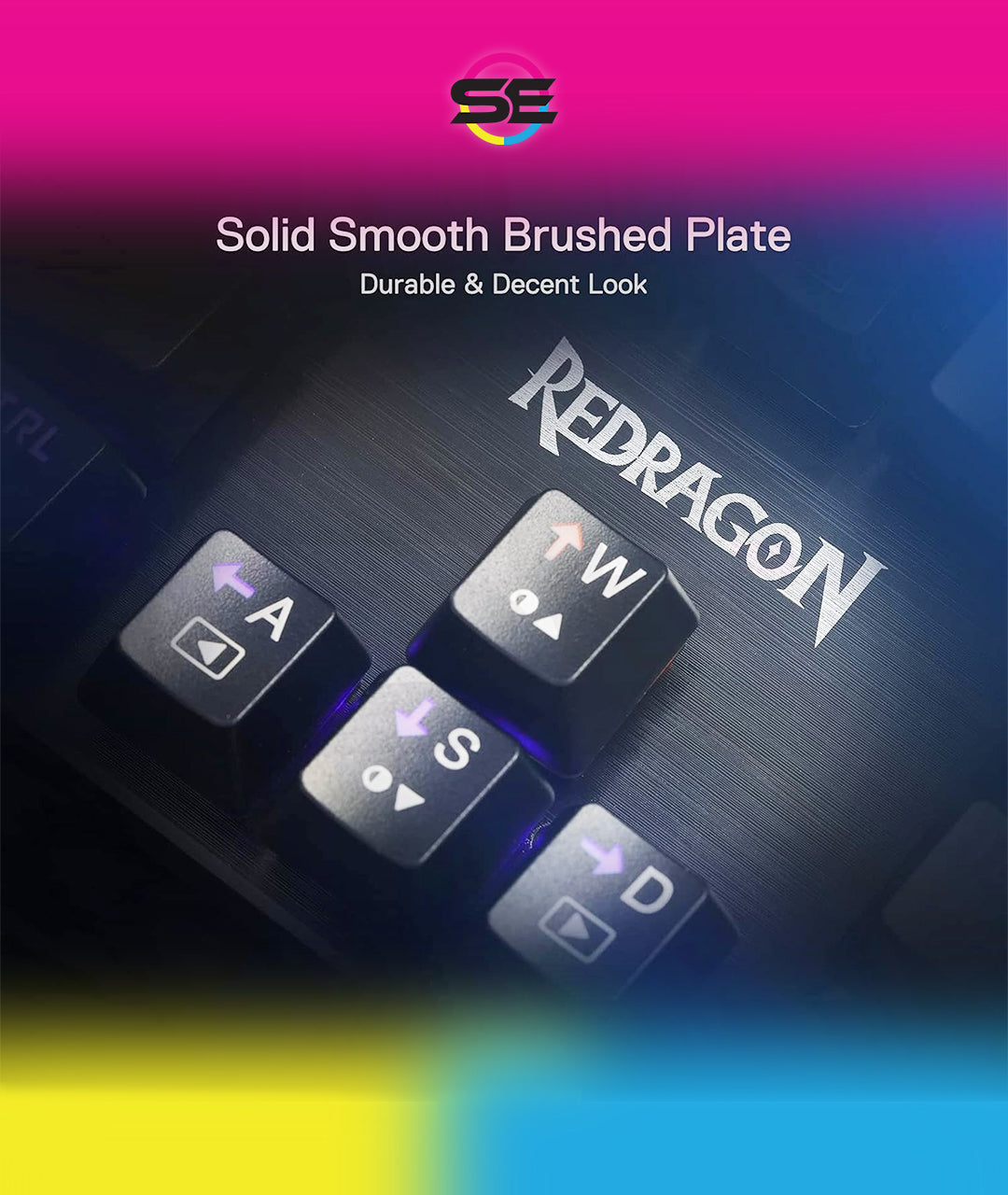 Redragon K608 VALHEIM Rainbow RGB Wired Mechanical Gaming Keyboard – 104 Keys Full Size NKRO, Floated Design, 9 Backlit Modes, 8 Gaming Modes – Black
