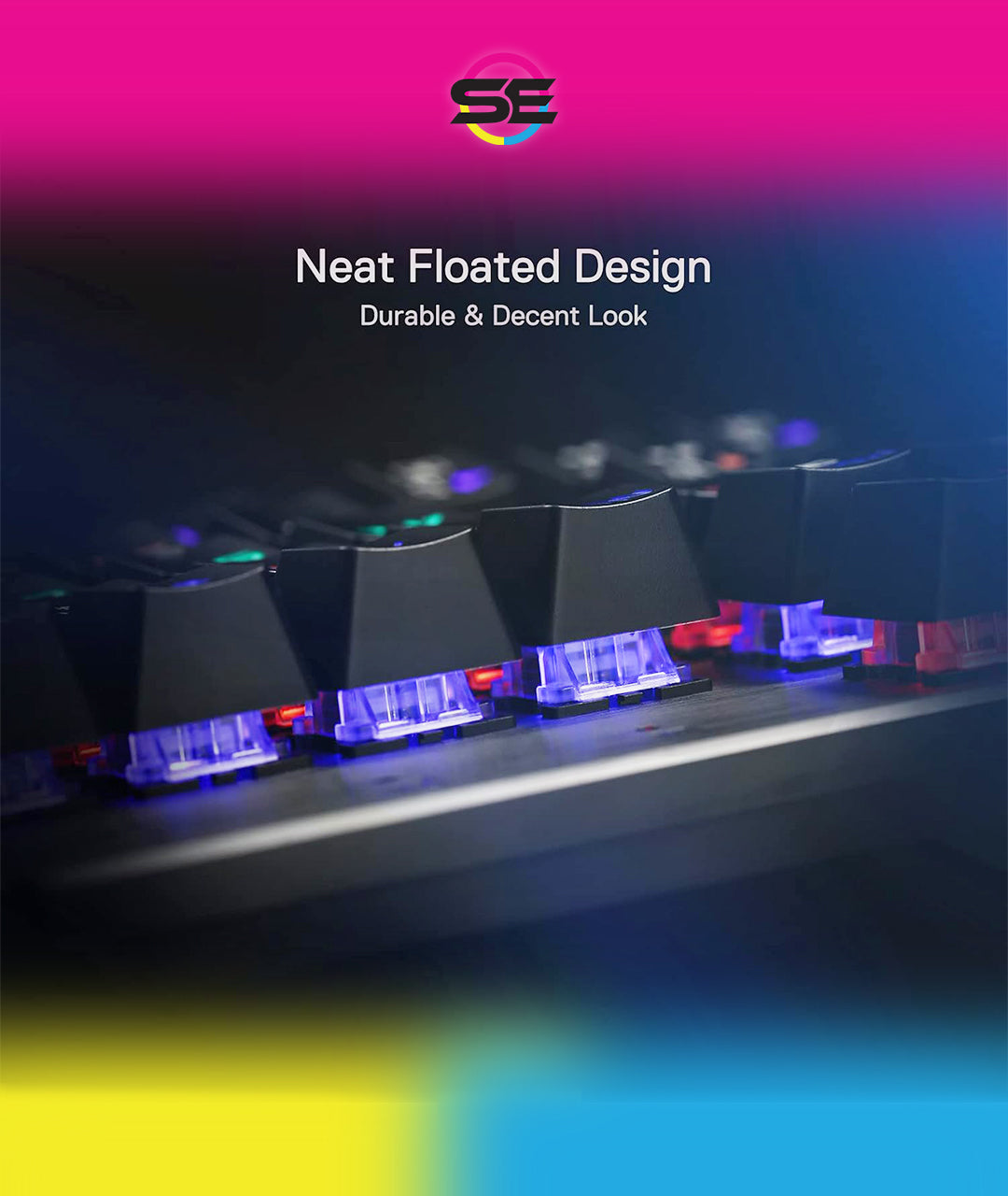 Redragon K608 VALHEIM Rainbow RGB Wired Mechanical Gaming Keyboard – 104 Keys Full Size NKRO, Floated Design, 9 Backlit Modes, 8 Gaming Modes – Black