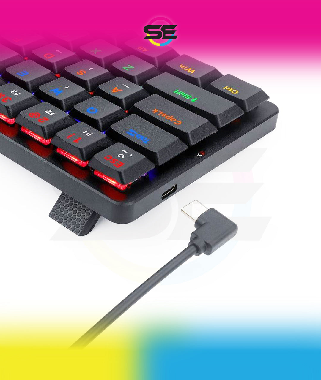 Redragon K615P-KBS ELISE PRO RGB Wireless Tri-Mode Mechanical Gaming Keyboard – 60% Layout, Low Profile Blue Switch, Bluetooth + 2.4G + Type-C – Black