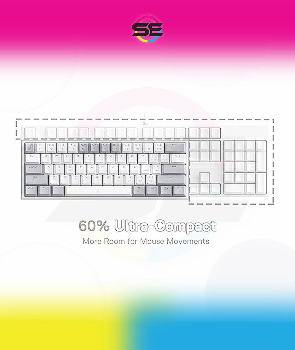 Redragon K616 FIZZ PRO RGB Wireless Tri-Mode Mechanical Gaming Keyboard – 61 Keys 60% Layout, Red Switch, N-Key Rollover, Detachable USB-C – White/Gray