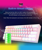 Redragon K616 FIZZ PRO RGB Wireless Tri-Mode Mechanical Gaming Keyboard – 61 Keys 60% Layout, Red Switch, N-Key Rollover, Detachable USB-C – White/Gray