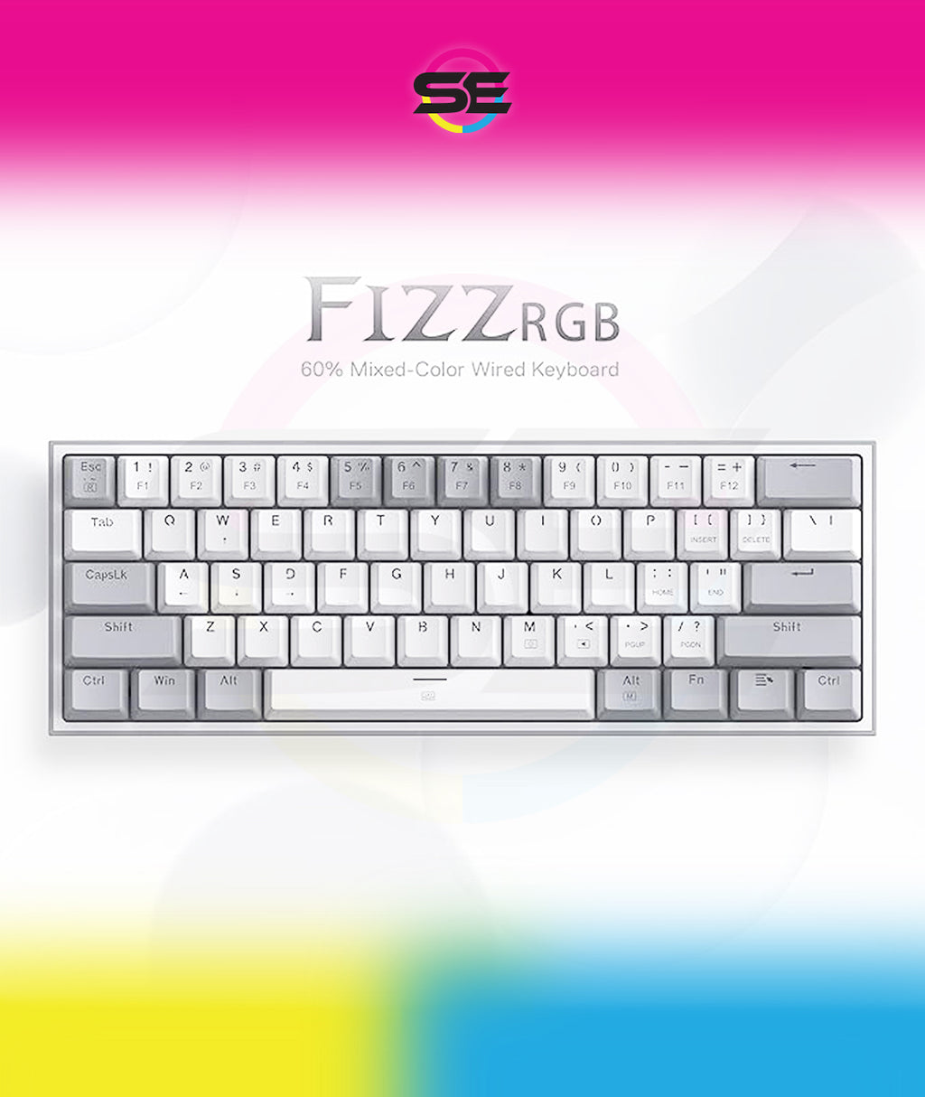Redragon K617 FIZZ RGB Wired Mechanical Gaming Keyboard – 61 Keys 60% Layout, Red Switch, 16.8M RGB, Detachable USB-C, 430g Ultra-Light