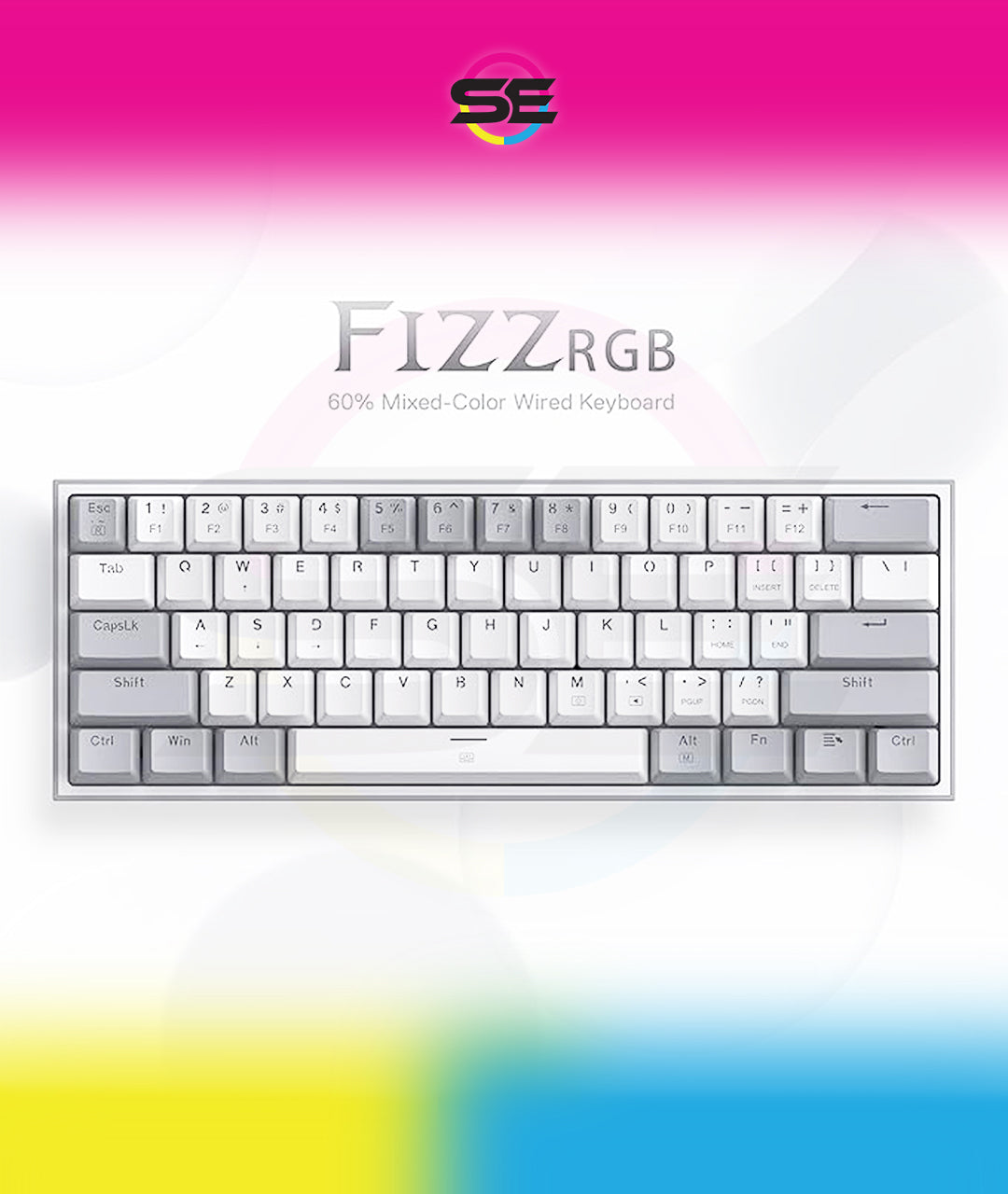 Redragon K617 FIZZ RGB Wired Mechanical Gaming Keyboard – 61 Keys 60% Layout, Red Switch, 16.8M RGB, Detachable USB-C, 430g Ultra-Light