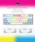 Redragon K617 FIZZ RGB Wired Mechanical Gaming Keyboard – 61 Keys 60% Layout, Red Switch, 16.8M RGB, Detachable USB-C, 430g Ultra-Light