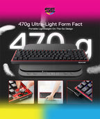 Redragon K628 POLLUX RGB 75% Hot-Swap Wired Mechanical Gaming Keyboard – 78 Keys, Red Switch, Free-Mod PCB, 470g Ultra-Light, Pro Software – Black/Red