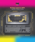 Redrc-Swap Wired Mechanical Gaming Keyboard – Custom Gold-Melt Translucent Switch, 16.8M RGB 20 Modes, Pro Software – Black/Gold
