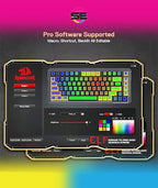 Redrc-Swap Wired Mechanical Gaming Keyboard – Custom Gold-Melt Translucent Switch, 16.8M RGB 20 Modes, Pro Software – Black/Gold