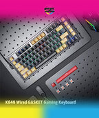 Redrc-Swap Wired Mechanical Gaming Keyboard – Custom Gold-Melt Translucent Switch, 16.8M RGB 20 Modes, Pro Software – Black/Gold