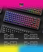 Redragon K709 RGB 65% Wireless Gasket Hot-Swap Mechanical Gaming Keyboard – 68 Keys, Custom Dragon Chant Linear Switch, 5-Layer Noise Dampening, Round PBT Keycaps, Tri-Mode – Black