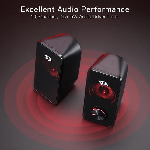 Redragon GS500 Stentor Stereo Gaming Speakers – Red LED Backlight Volume Control