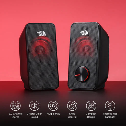 Redragon GS500 Stentor Stereo Gaming Speakers – Red LED Backlight Volume Control