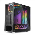 Redragon GC-608 PRO SteelJaw Pro RGB Gaming PC Case – Mid-Tower, Tempered Glass Front & Side, Motherboard RGB SYNC, 2+1 Double-Ring RGB Fans, ATX/mATX, USB 3.0 – Black