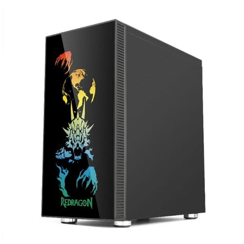 Redragon GC-608 PRO SteelJaw Pro RGB Gaming PC Case – Mid-Tower, Tempered Glass Front & Side, Motherboard RGB SYNC, 2+1 Double-Ring RGB Fans, ATX/mATX, USB 3.0 – Black