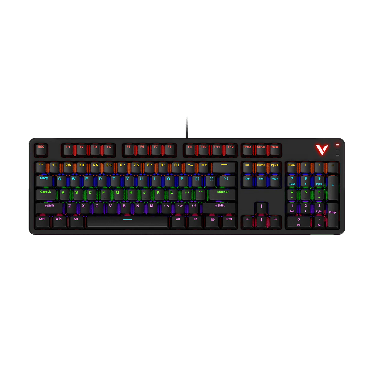 لوحة مفاتيح رابو V500PRO 2024 الميكانيكية للألعاب مع إضاءة خلفية RGB.