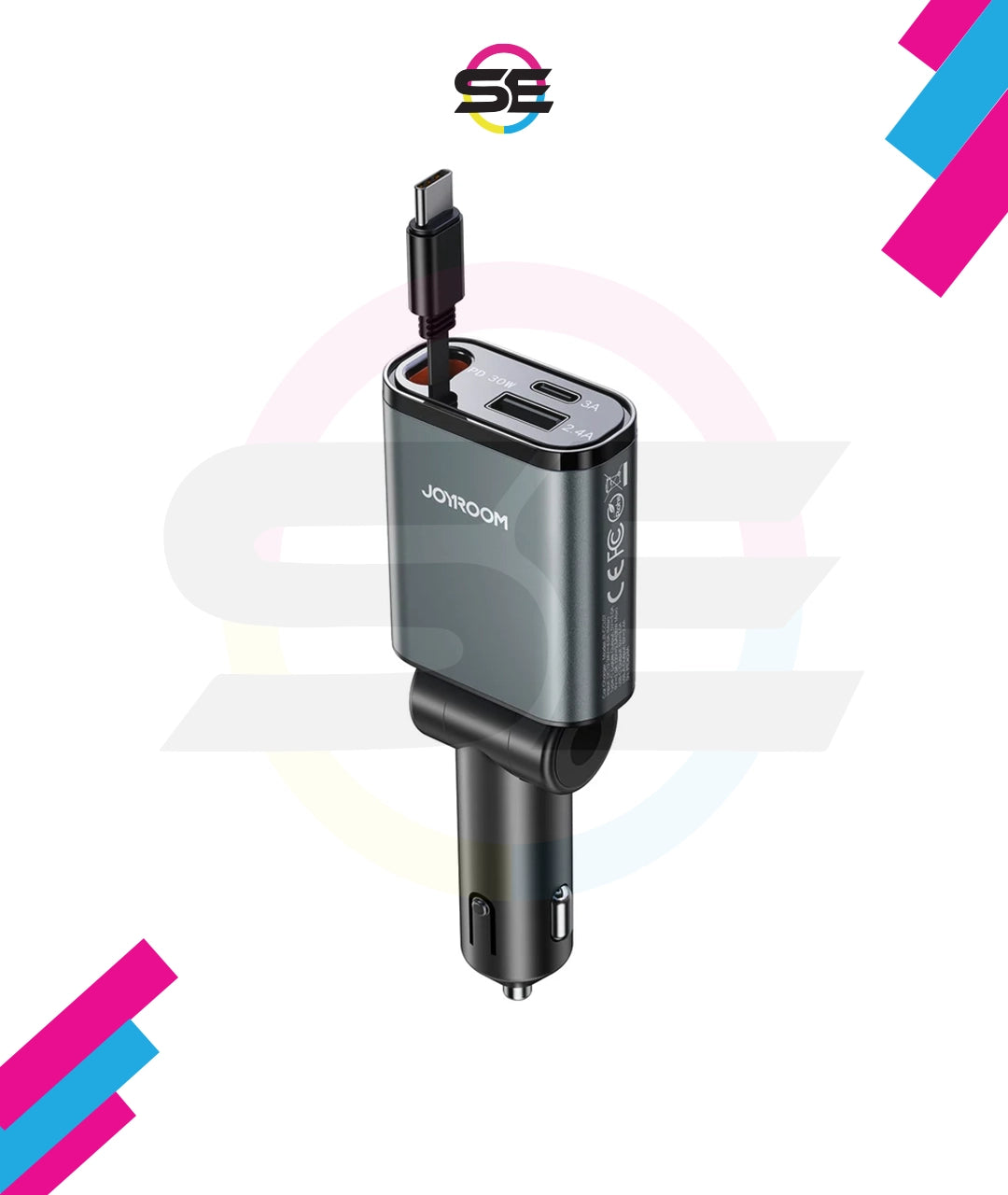 JOYROOM JR-CCL07 3-in-1 Retractable Car Charger – 80cm
