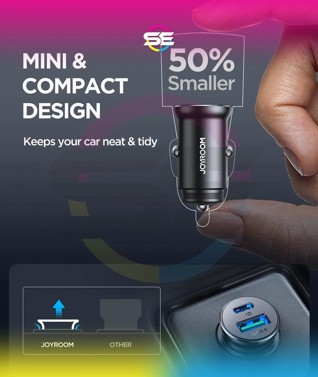 JOYROOM JR-CCN05 30W Mini Metal Car Charger – PD & QC3.0