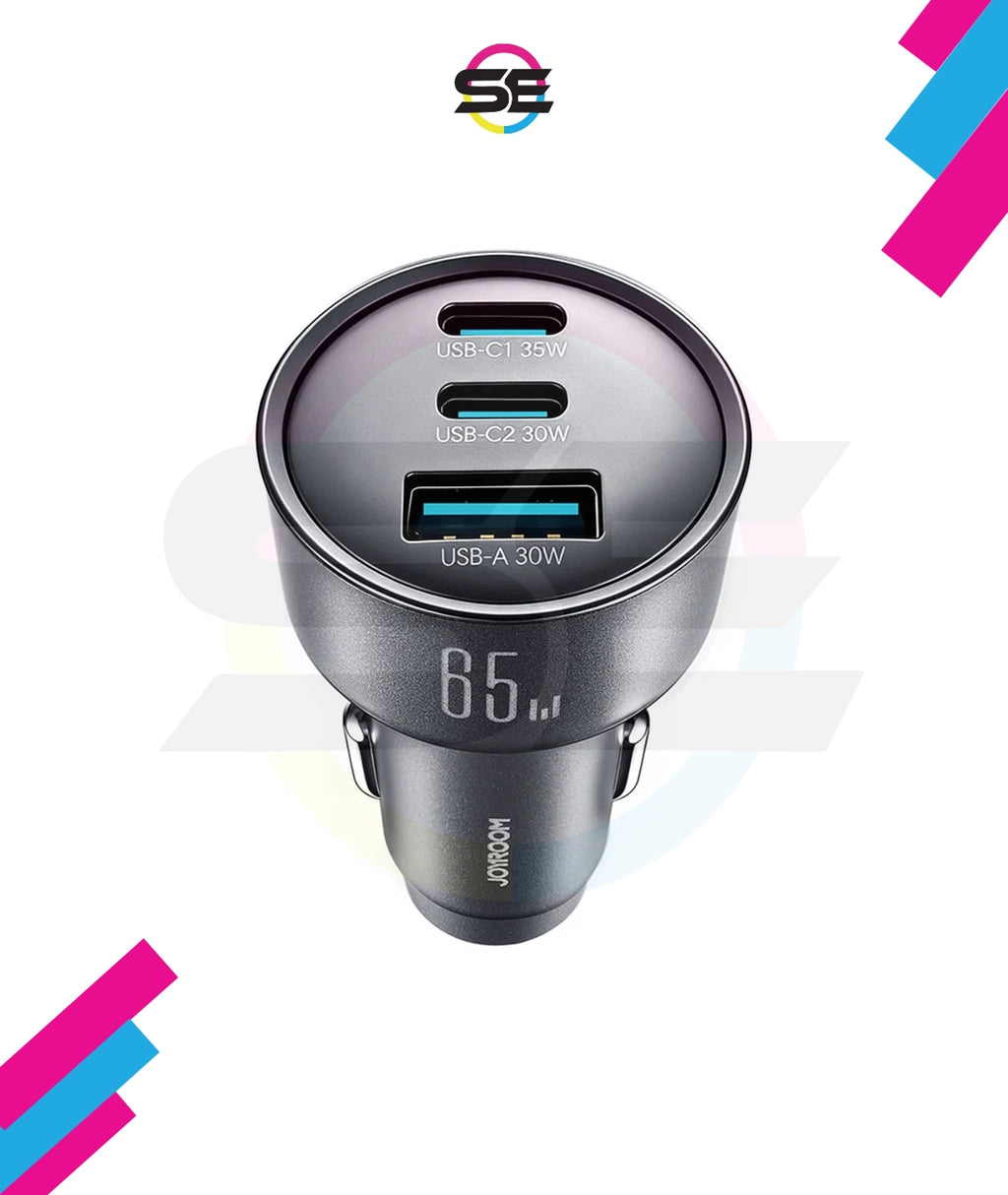 شاحن عربية جوي روم JR-CCN19 بقوة 65 واط و3 منافذ – 2 USB-C وUSB-A