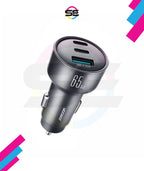 شاحن عربية جوي روم JR-CCN19 بقوة 65 واط و3 منافذ – 2 USB-C وUSB-A