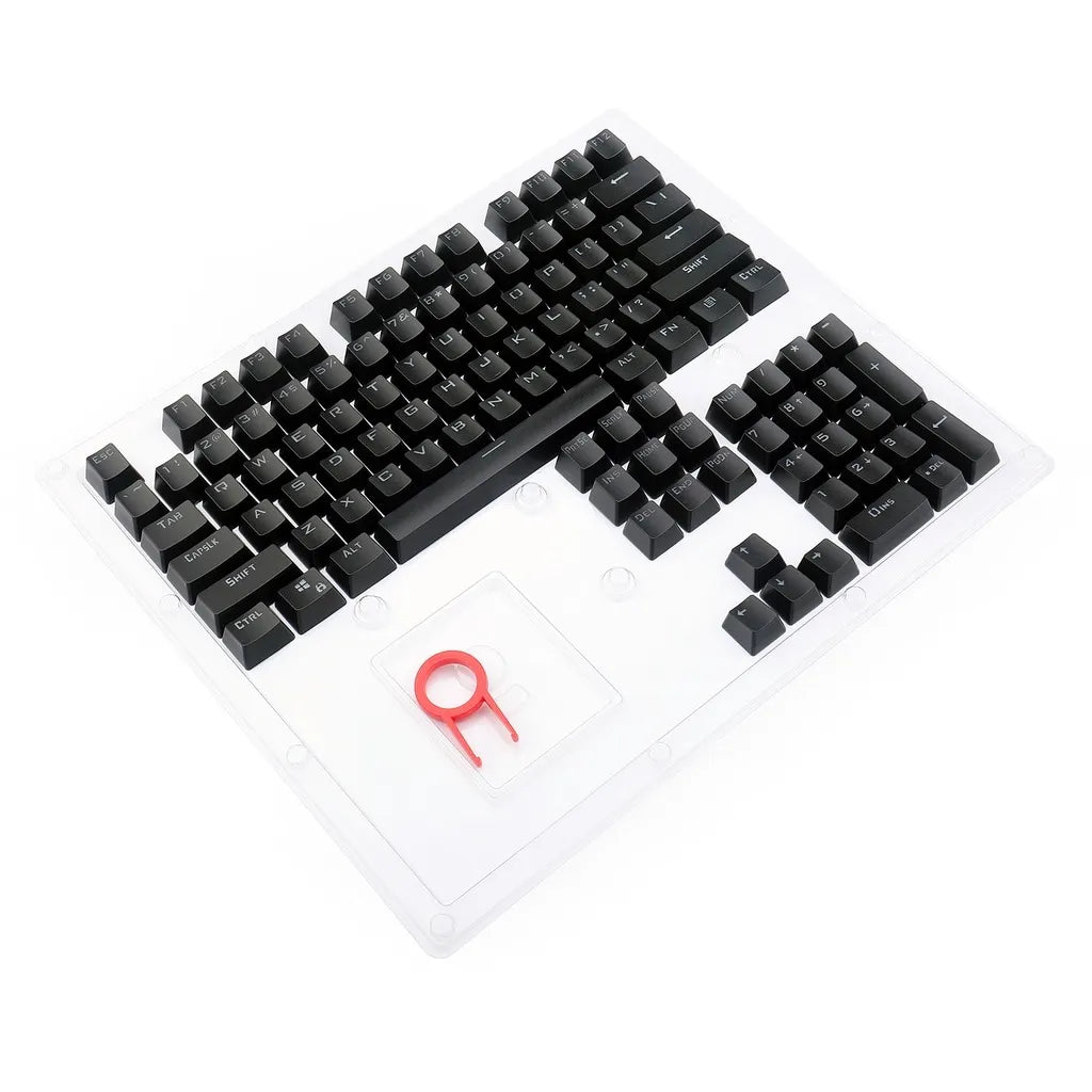 Redragon A107 104-Key Matte Black Replacement Keycaps – Standard Square Profile, Cherry MX Compatible, Red Keycap Puller Included – Black (US Layout)