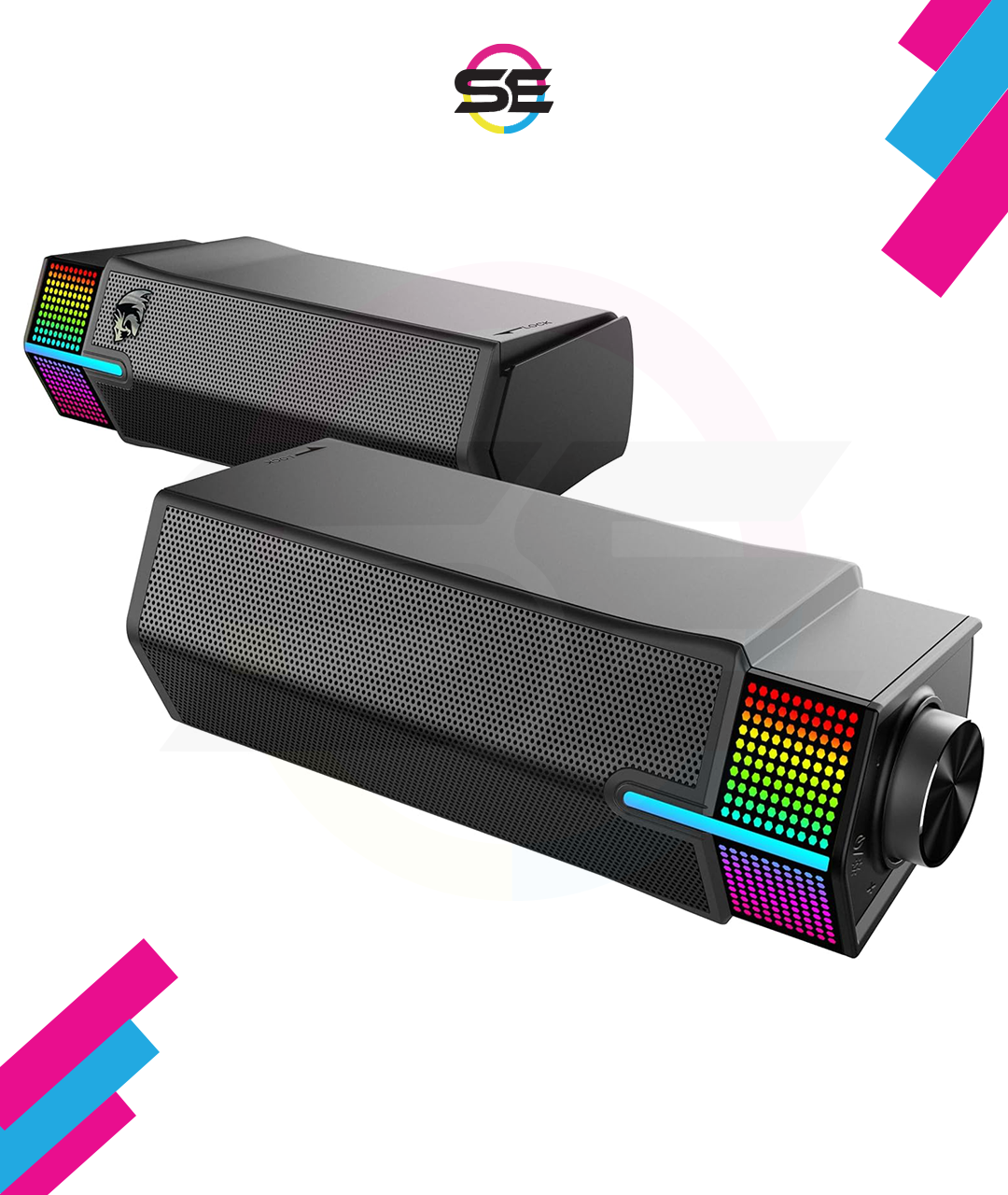 Redragon GS511 Wireless RGB Desktop Speakers – 2.0 Soundbar BT 5.3 Dual-Play Rich Bass All-in-One Control