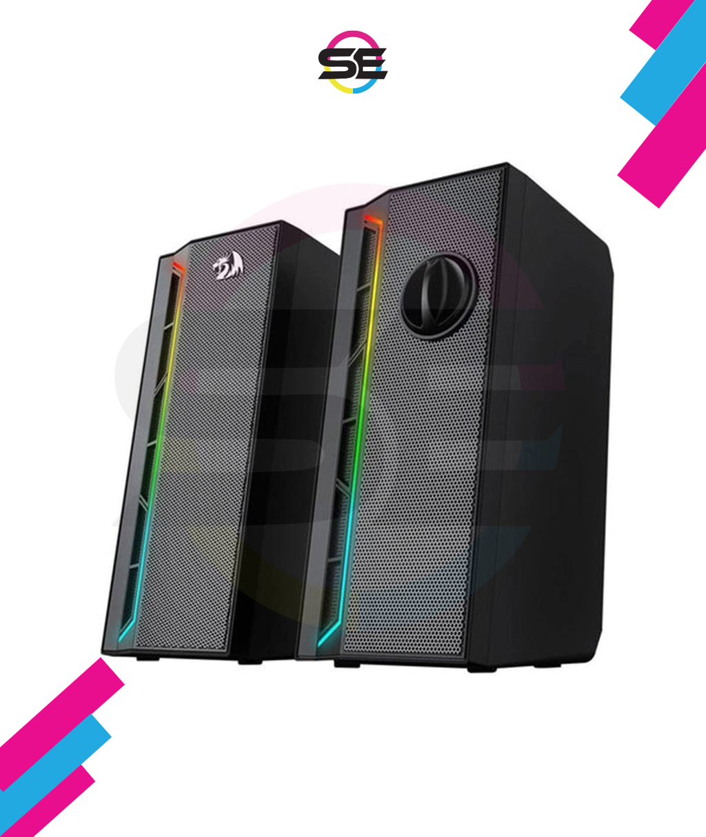 Redragon GS580 Calliope RGB Gaming Desktop Speakers – 2.0 Channel Stereo, 5Wx2, Independent Volume Knob, USB Powered + 3.5mm AUX – Black