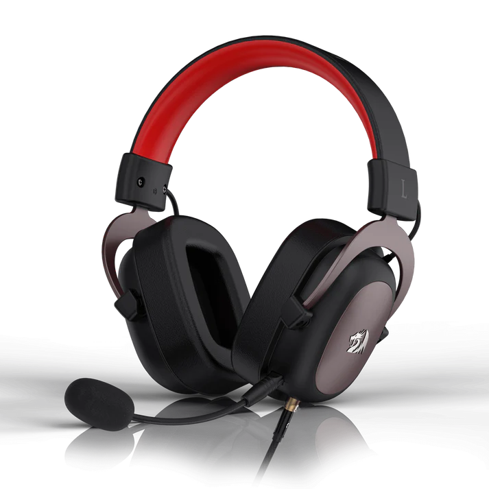 Redragon H510 ZEUS Wired Gaming Headset – 7.1 Surround Sound, 53mm Drivers, Memory Foam Ear Pads, Detachable Boom Mic, In-Line Control, Gold-Plated 3.5mm – Black/Red