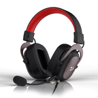 Redragon H510 ZEUS Wired Gaming Headset – 7.1 Surround Sound, 53mm Drivers, Memory Foam Ear Pads, Detachable Boom Mic, In-Line Control, Gold-Plated 3.5mm – Black/Red