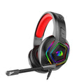 Redragon H280 MEDEA RGB Wired Gaming Headset – Stereo Sound, Hexagonal Mesh Cup, Rainbow RGB Dragon Logo, Detachable Boom Mic, Red Leather Ear Pads – Black/Red