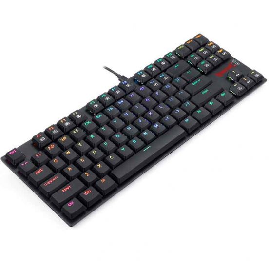 Redragon K607 RGB Low Profile TKL Wired Mechanical Gaming Keyboard – 87 Keys, Blue Switch, Type-C, Multi-Device Bluetooth + 2.4G – Black