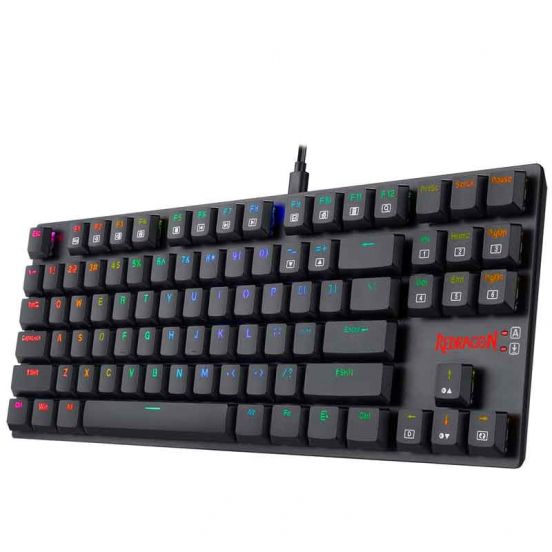 Redragon K607 RGB Low Profile TKL Wired Mechanical Gaming Keyboard – 87 Keys, Blue Switch, Type-C, Multi-Device Bluetooth + 2.4G – Black