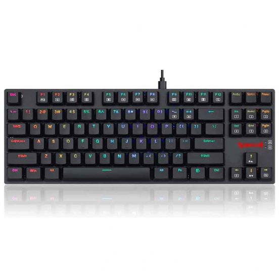 Redragon K607 RGB Low Profile TKL Wired Mechanical Gaming Keyboard – 87 Keys, Blue Switch, Type-C, Multi-Device Bluetooth + 2.4G – Black
