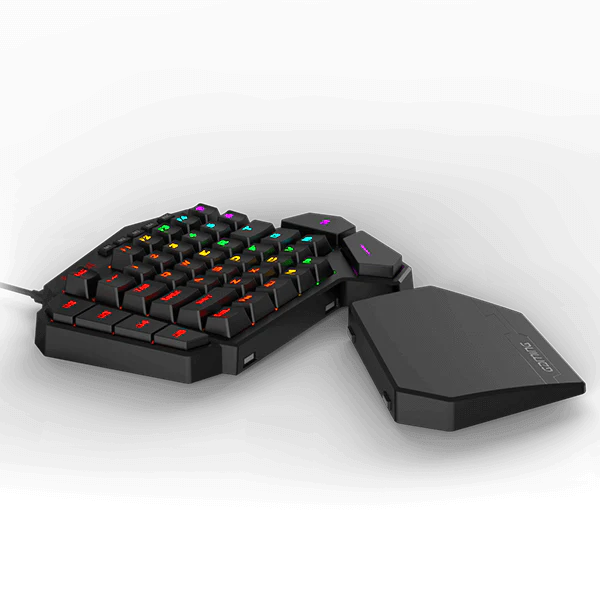 Redragon K585 DITI One-Handed RGB Mechanical Gaming Keyboard – 42 Keys, Blue Switch, 7 Macro Keys, Detachable Wrist Rest – Black