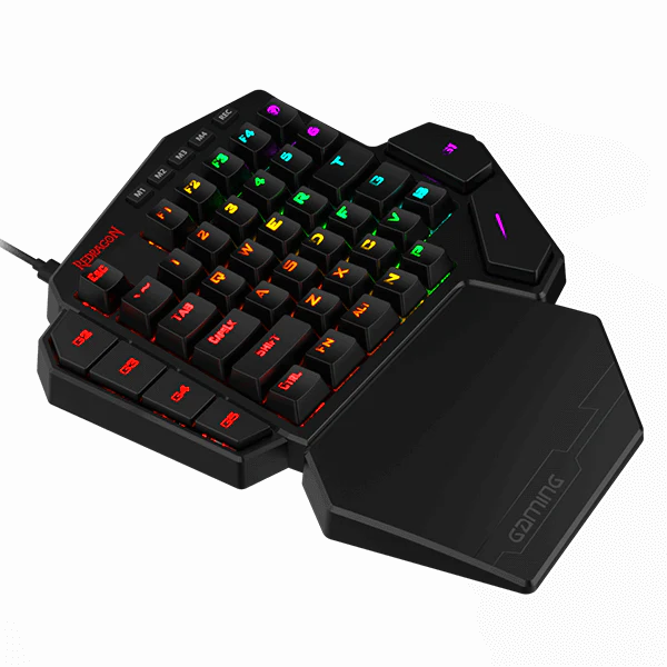 Redragon K585 DITI One-Handed RGB Mechanical Gaming Keyboard – 42 Keys, Blue Switch, 7 Macro Keys, Detachable Wrist Rest – Black