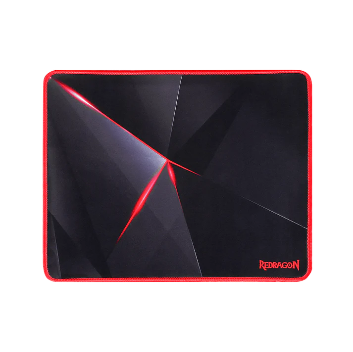 Redragon P012 CAPRICORN Gaming Mouse Pad – 325×245×3mm, Geometric Diamond Design, Anti-Fray Red Stitching, Non-Slip Rubber Base, Easy to Wash – Black/Red
