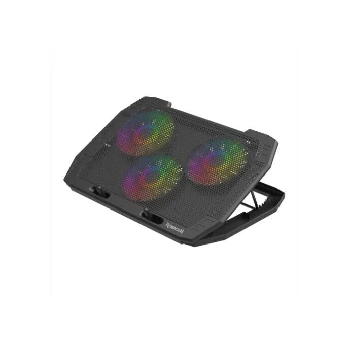 Redragon GCP511 Ingrid RGB Laptop Cooler – Up to 17", 4 RGB Illuminated Fans, Adjustable RGB Lighting, Adjustable Angle, Mesh Surface – Black